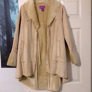 Vintage Suzanne Somers Suede & Faux Fur Coat